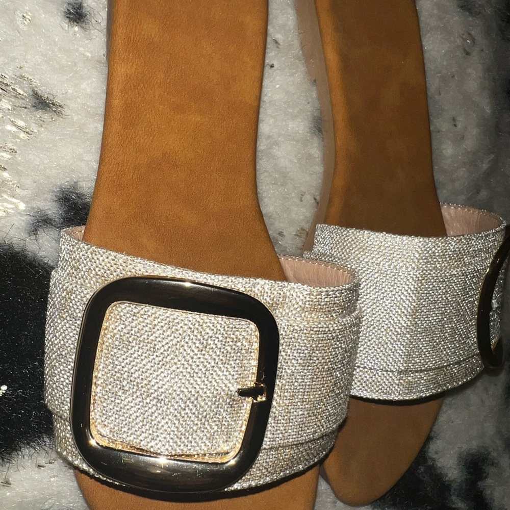 Apricot Buckle Detail Slides